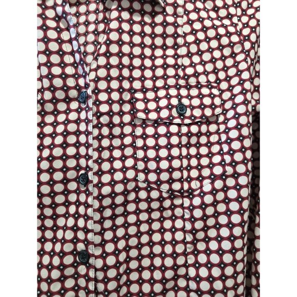 Notations Stretch Red Polka Dot Button Down Blouse Shirt Women's Petite Medium - Picture 2 of 5